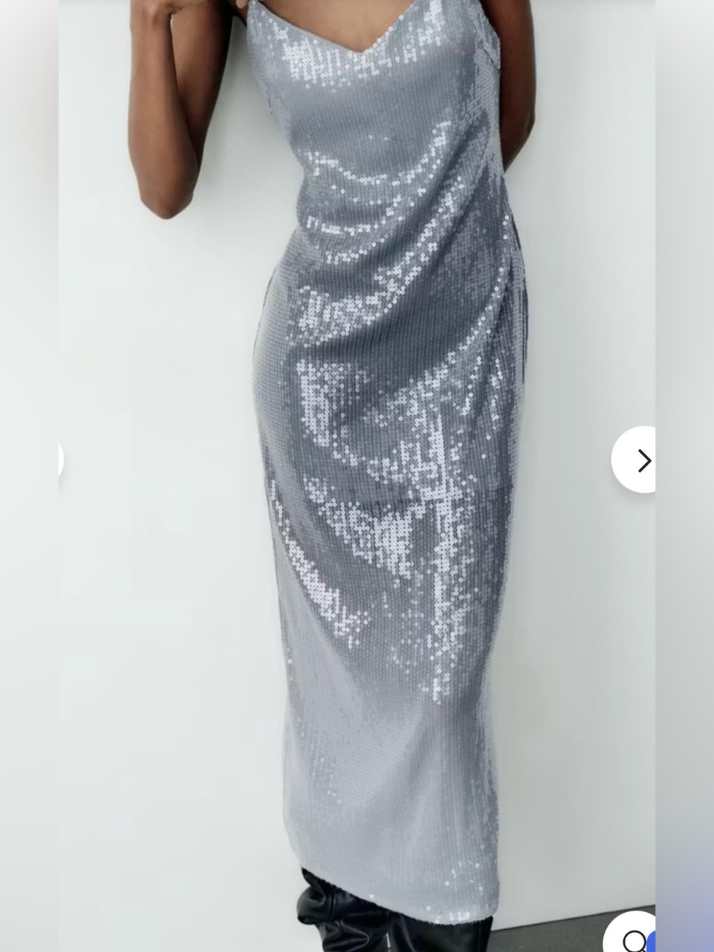 Zara Silver Sequin Ombre Midi Dress